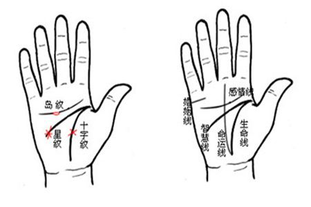 手相学中看出你未来的婚姻，而在岛纹影响线